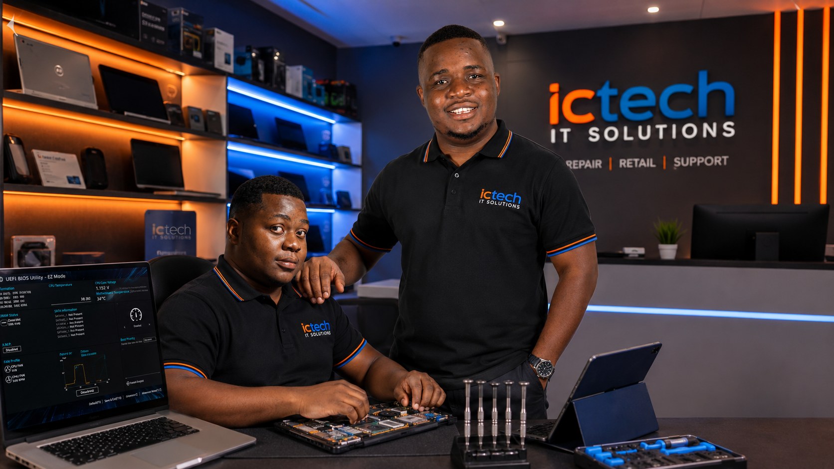 IC Tech technicians in a premium repair shop